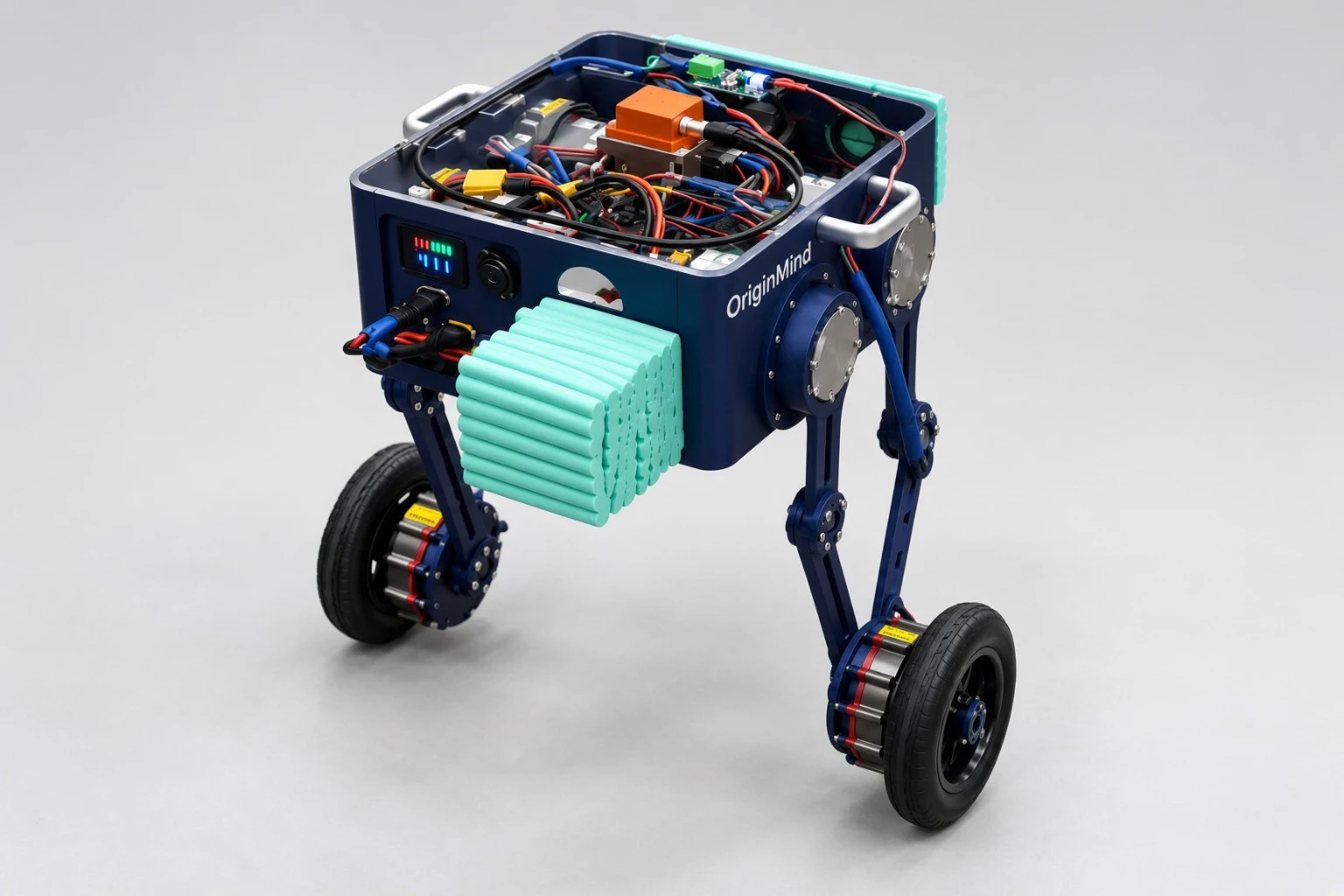 Rendering of the parallel-linkage wheel-legged research robot